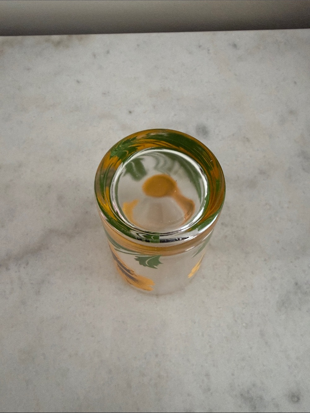 Vintage Boscul peanut butter yellow pansy drinking glass - Picture 6 of 9